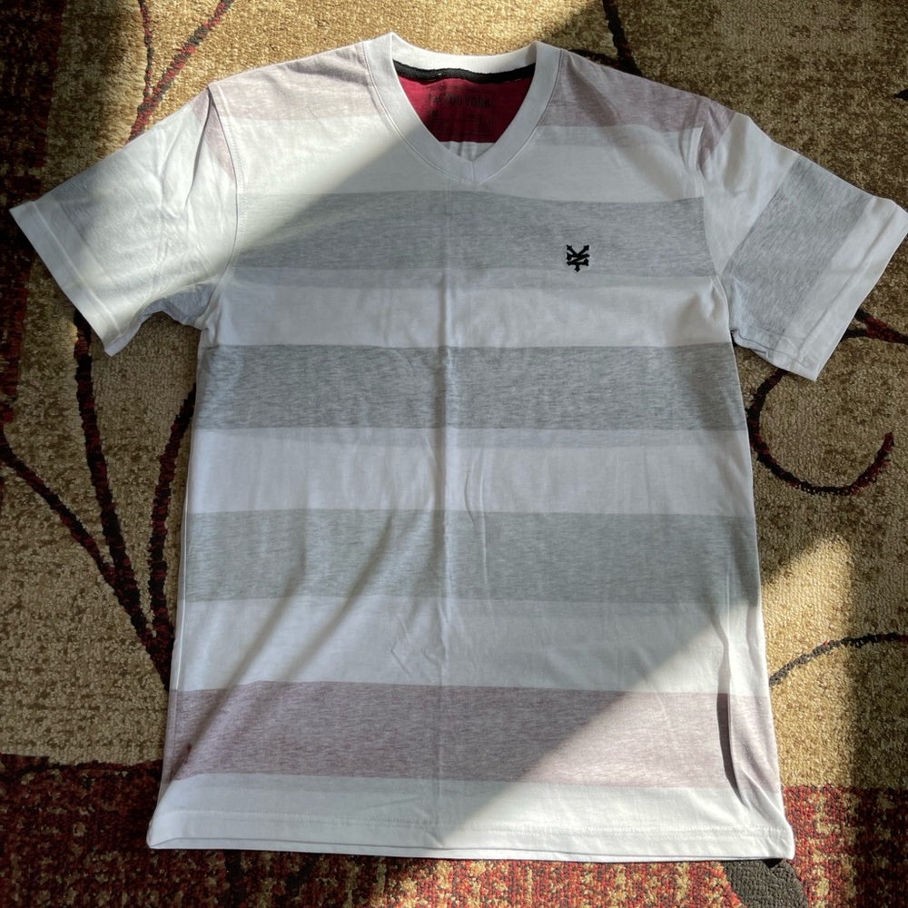Mens Zoo York Striped V Neck T Shirt Skateboarding Size Medium